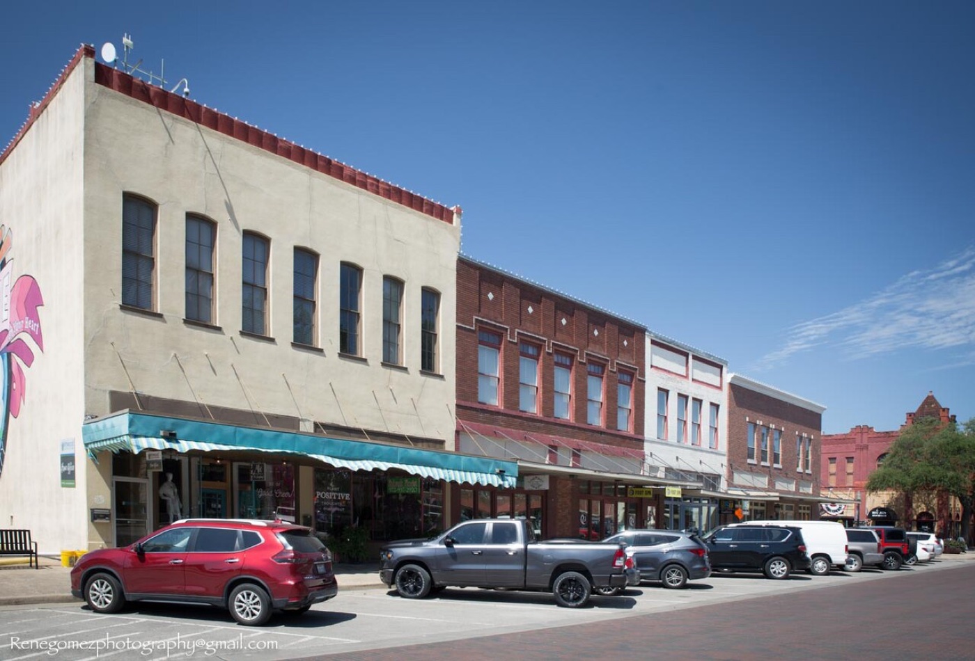 Downtown Waxahachie, Texas — historic storefronts along the Ellis County seat main street